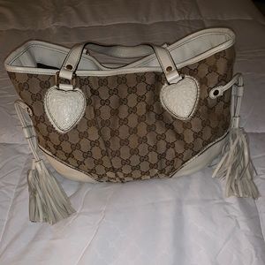Gucci beige canvas and leather bag